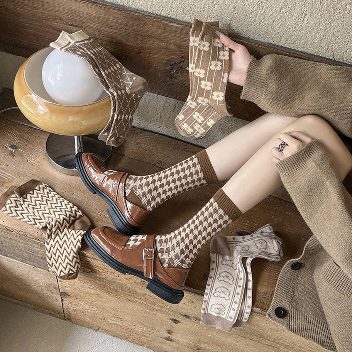 NEW AUTUMN COTTON WOMEN'S MID-CALF SOCKS_CWMS1110: TYPE1 / (OS) 1