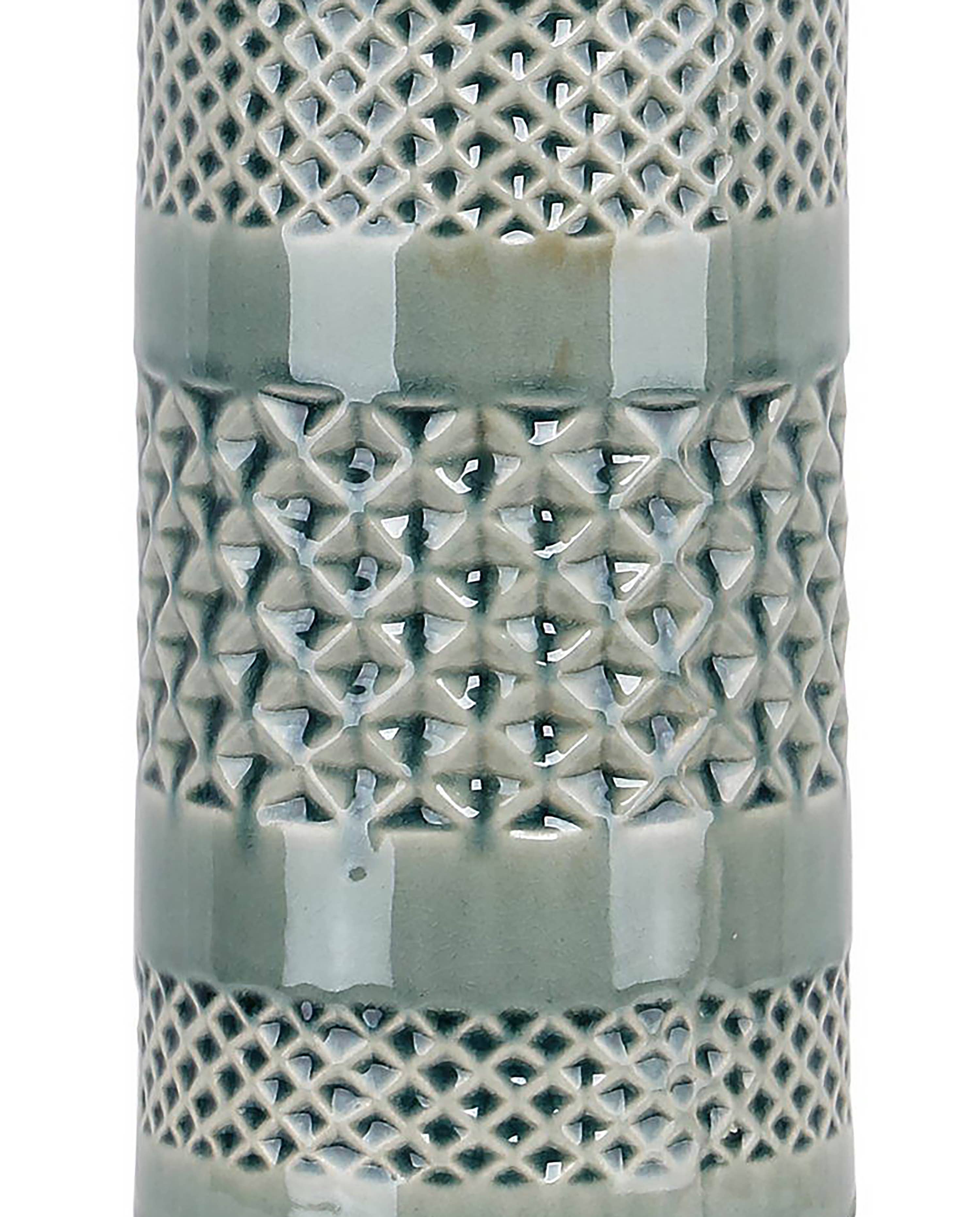 21" Ceramic Table Lamp w/ Cylinder Base & Linen Shade: Soft Teal
