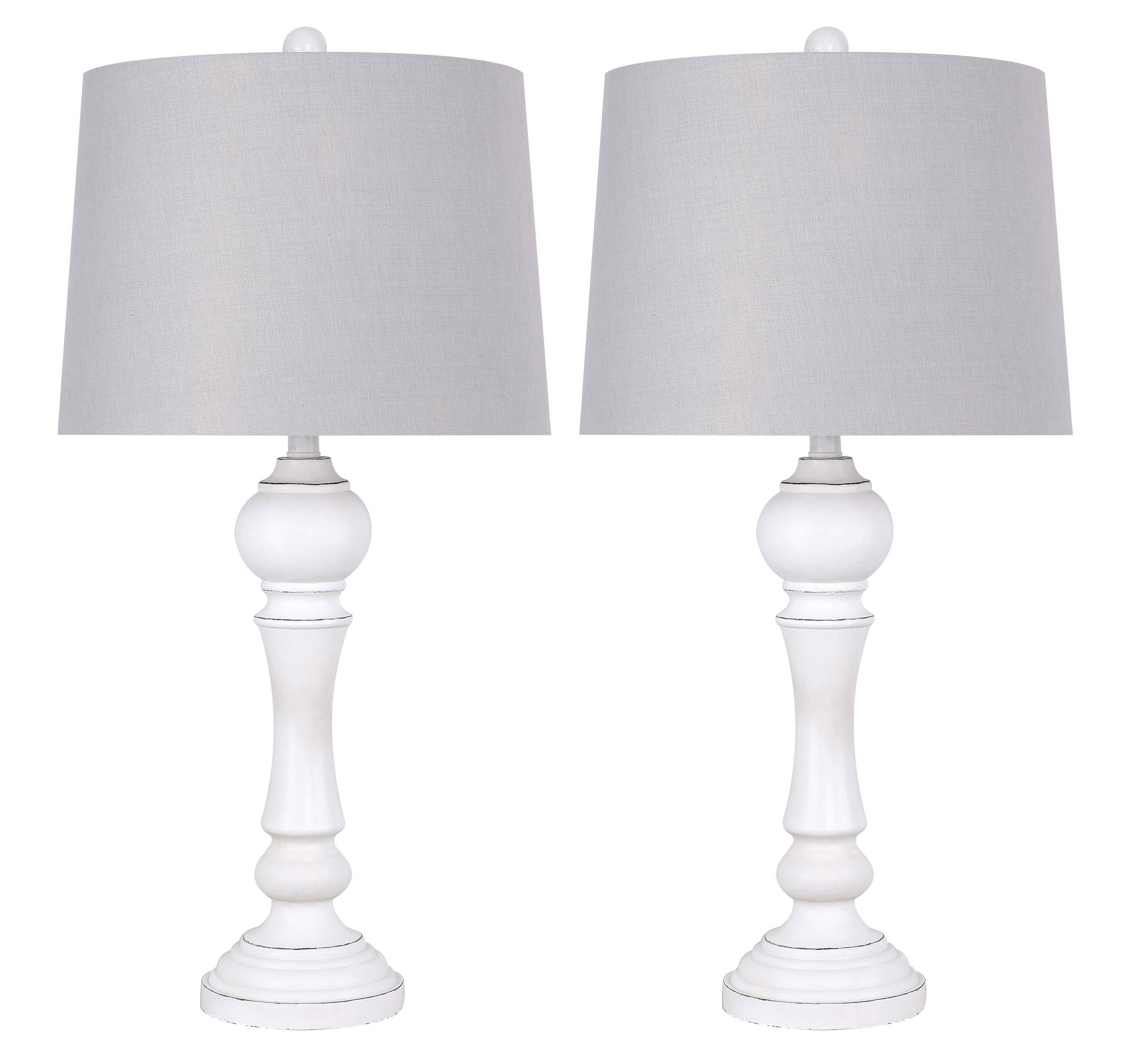 32" Polyresin Table Lamp w/ Reclaimed Grey Finish: Reclaimed Grey w/ Natural Linen