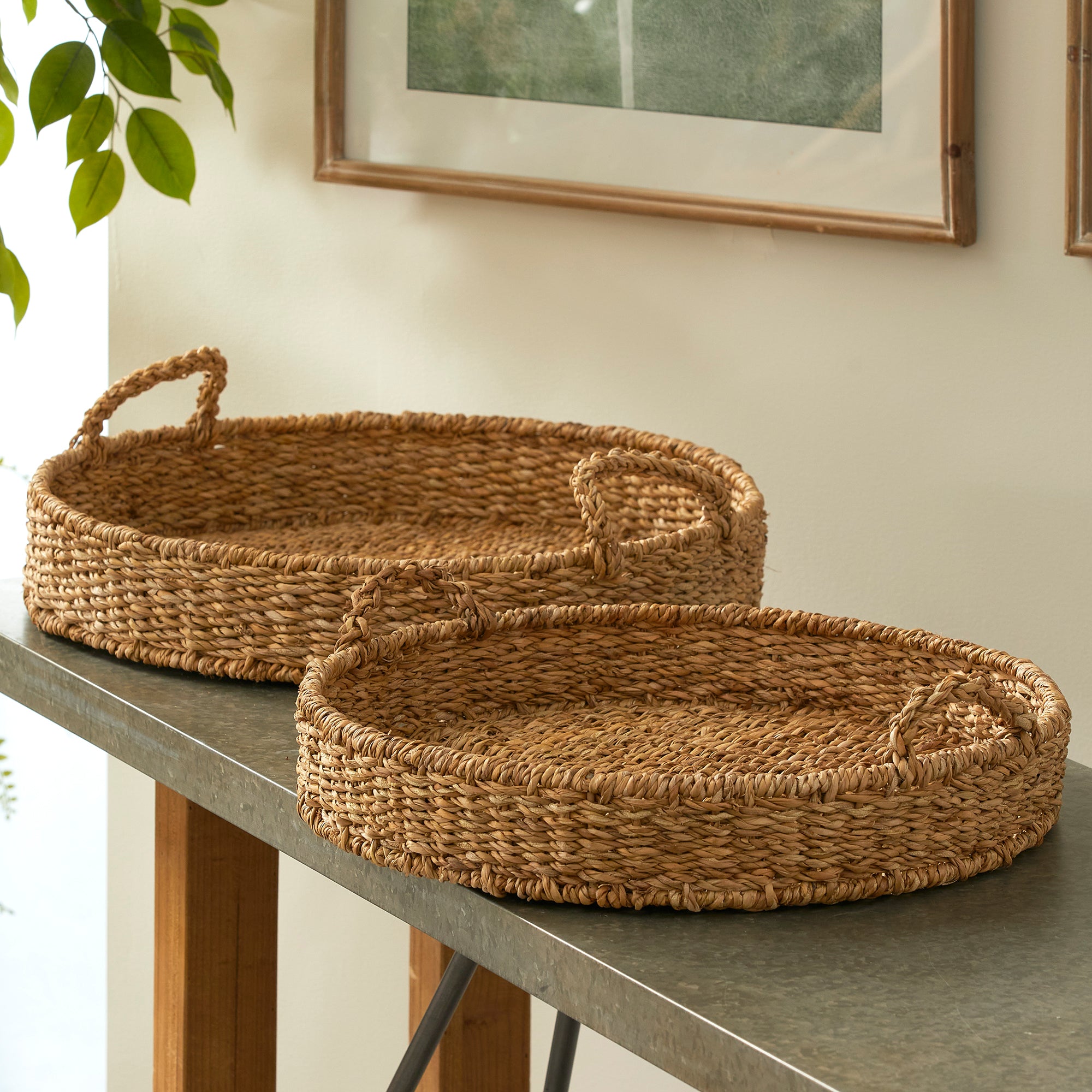 SEAGRASS ROUND TRAYS, SET OF 2