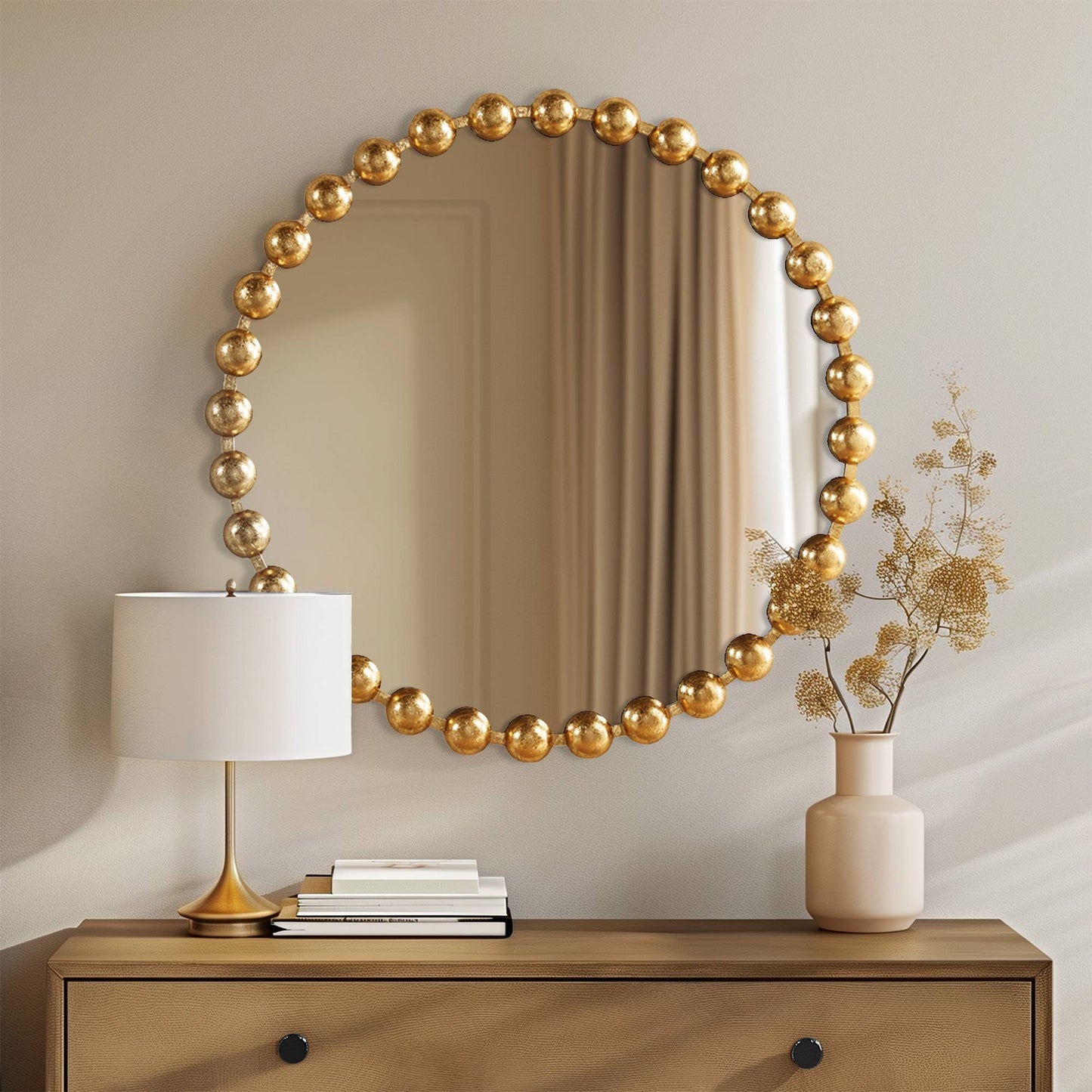 Round Iron Framed Wall Decor Mirror, Gold: Large 27"