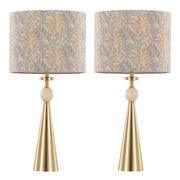 Cone Travertine 27" Table Lamp - In Gold Metal: Gold Metal, Travertine, Tan Leaf Shade