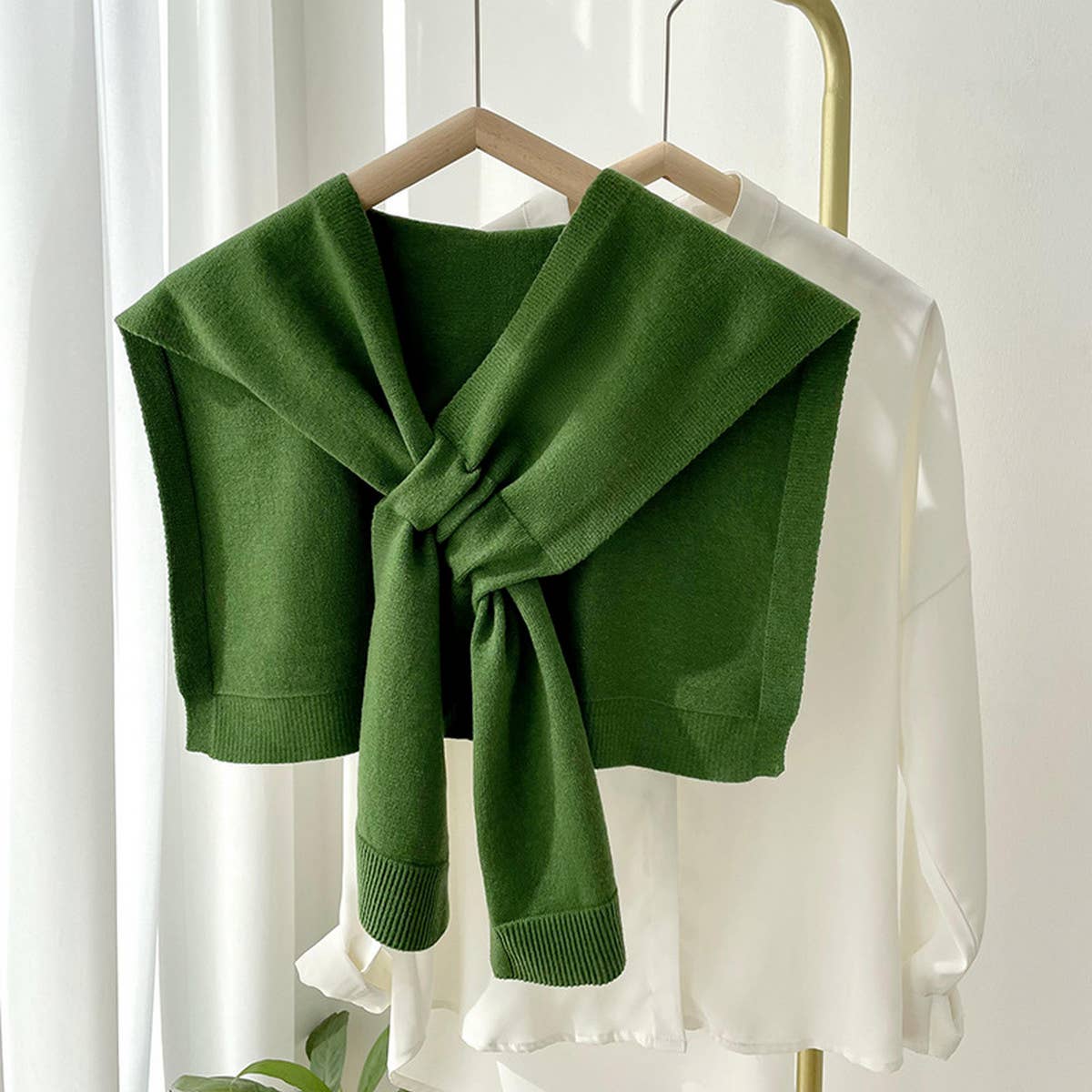 Solid Color Knitted Knotted Shawl–Casual & Cozy _CWASC0757: CAMEL / (OS) 2
