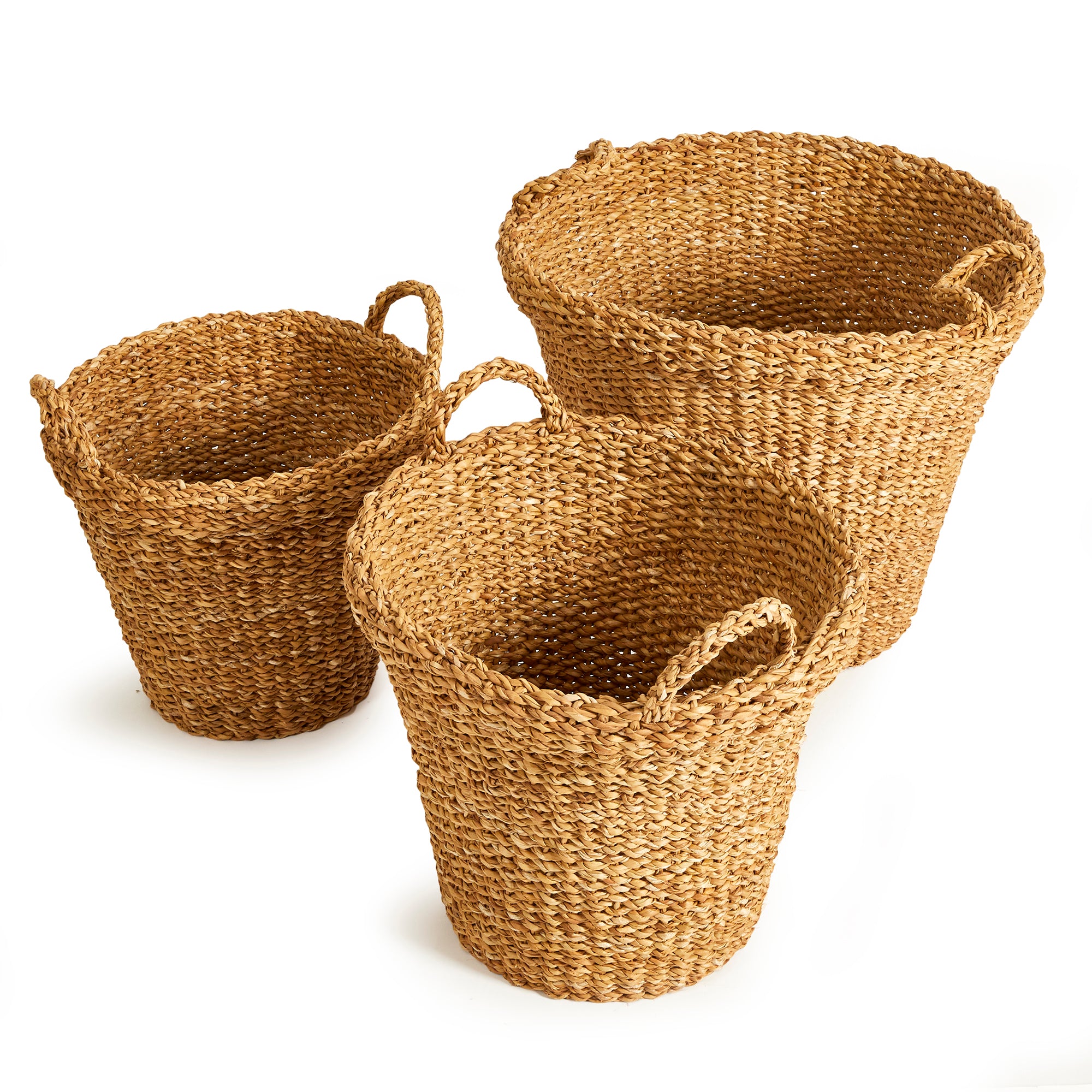 Seagrass Tapered Baskets with Handles (Set of 3)