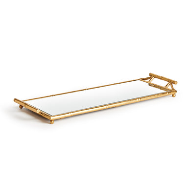 Daphne Narrow Mirrored Tray With Handles