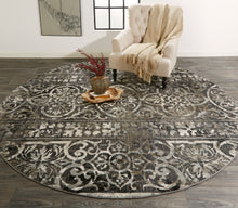 Load image into Gallery viewer, Kano Transitional Distressed, Gray/Ivory/Taupe, 8&#39;-9&quot; x 8&#39;-9&quot; Round Rug
