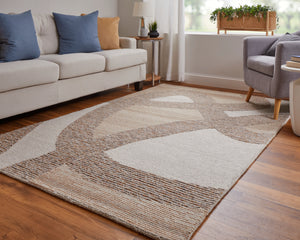 Pollock Modern Abstract, Brown/Tan/Ivory, 3'-6" x 5'-6" Accent Rug