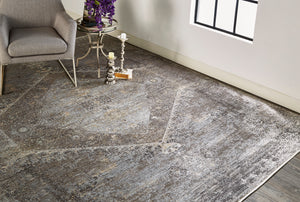 Sarrant Transitional Distressed, Gray/Silver/Ivory, 7'-10" x 9'-10" Area Rug