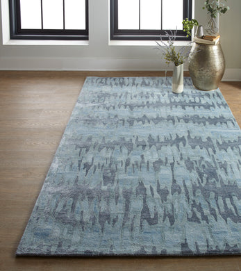 Dryden Transitional Abstract, Blue/Green/Gray, 2' x 3' Accent Rug