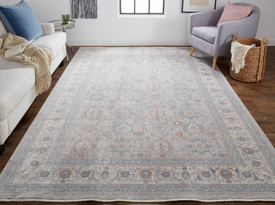 Marquette Transitional Oriental, Taupe/Silver/Blue, 1'-6
