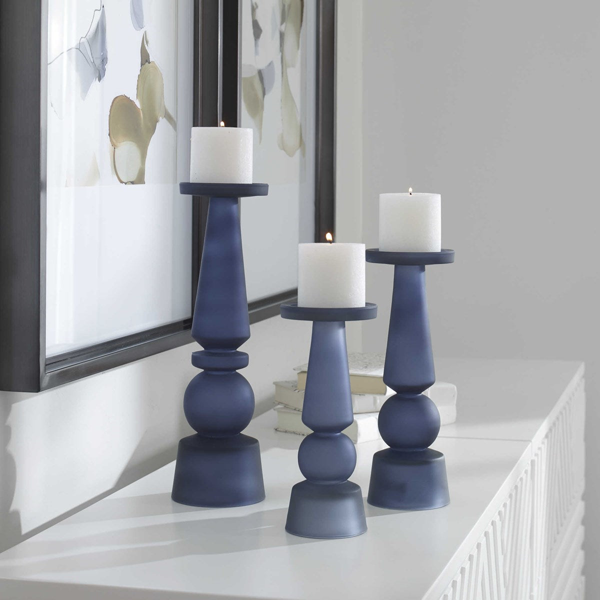 CASSIOPEIA CANDLEHOLDERS, MIDNIGHT BLUE, S/3
