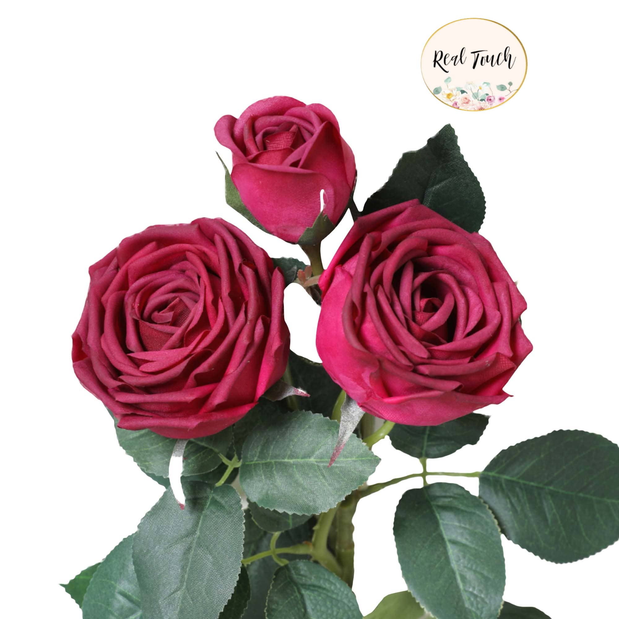 28.75"-Elegant large bloom Real Touch Cabbage Rose: Ivory