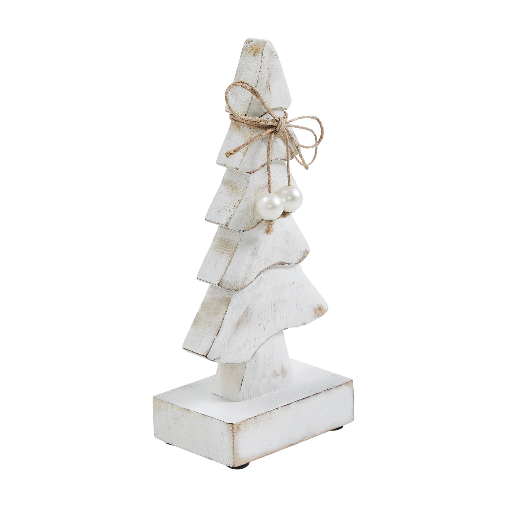 Pretty in Pearl Distressed White Wooden Tree Small 8x3.5x2.5