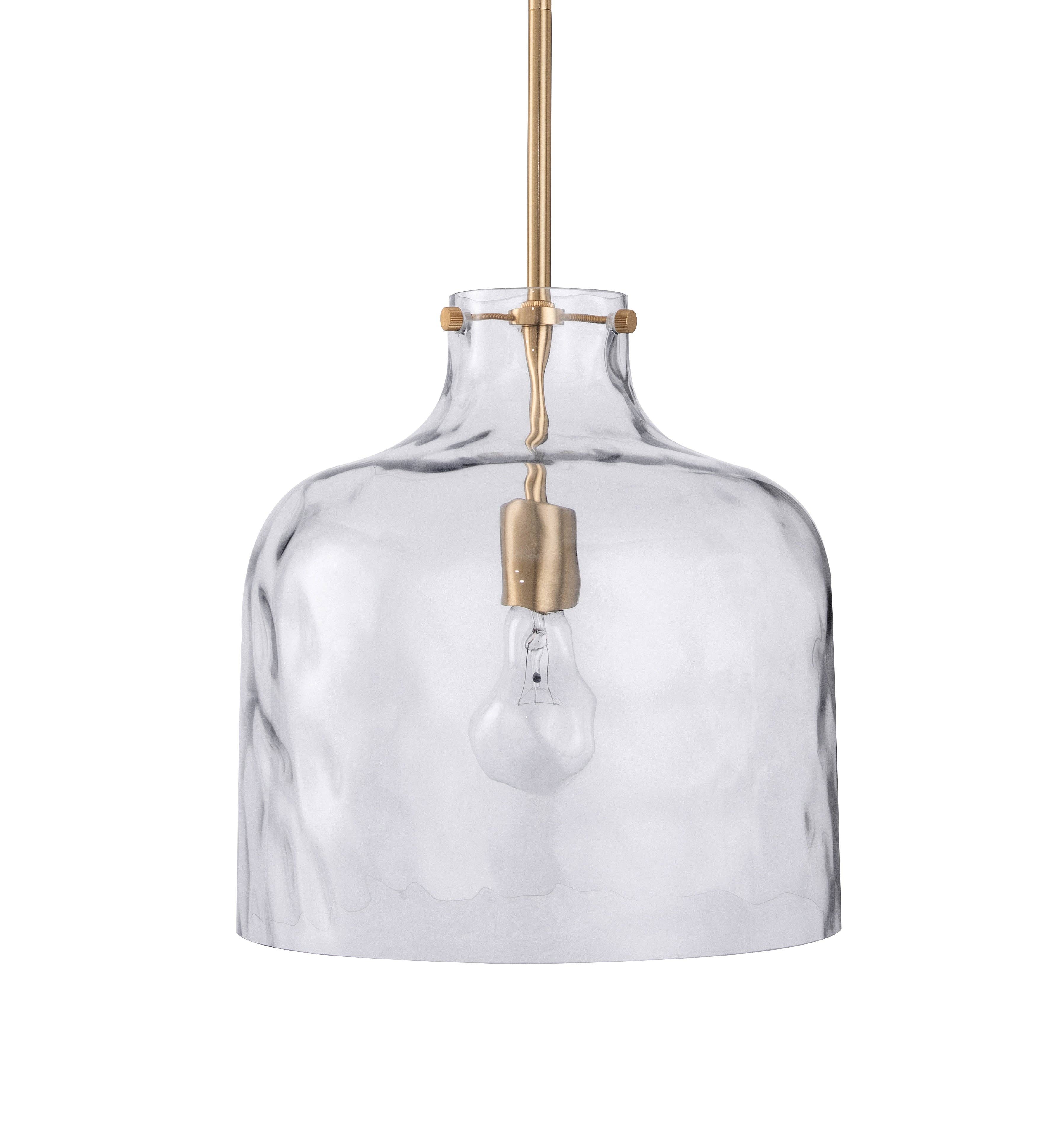 Kara Farmhouse 1-Light Textured Glass Gold Pendant Light