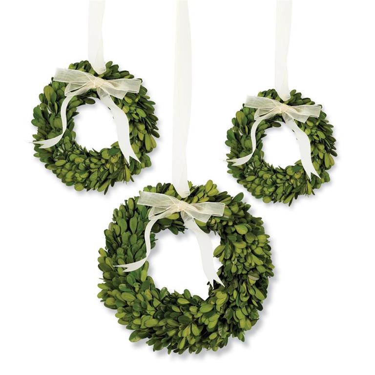 Mini Preserved Boxwood Wreaths - 3 Sizes