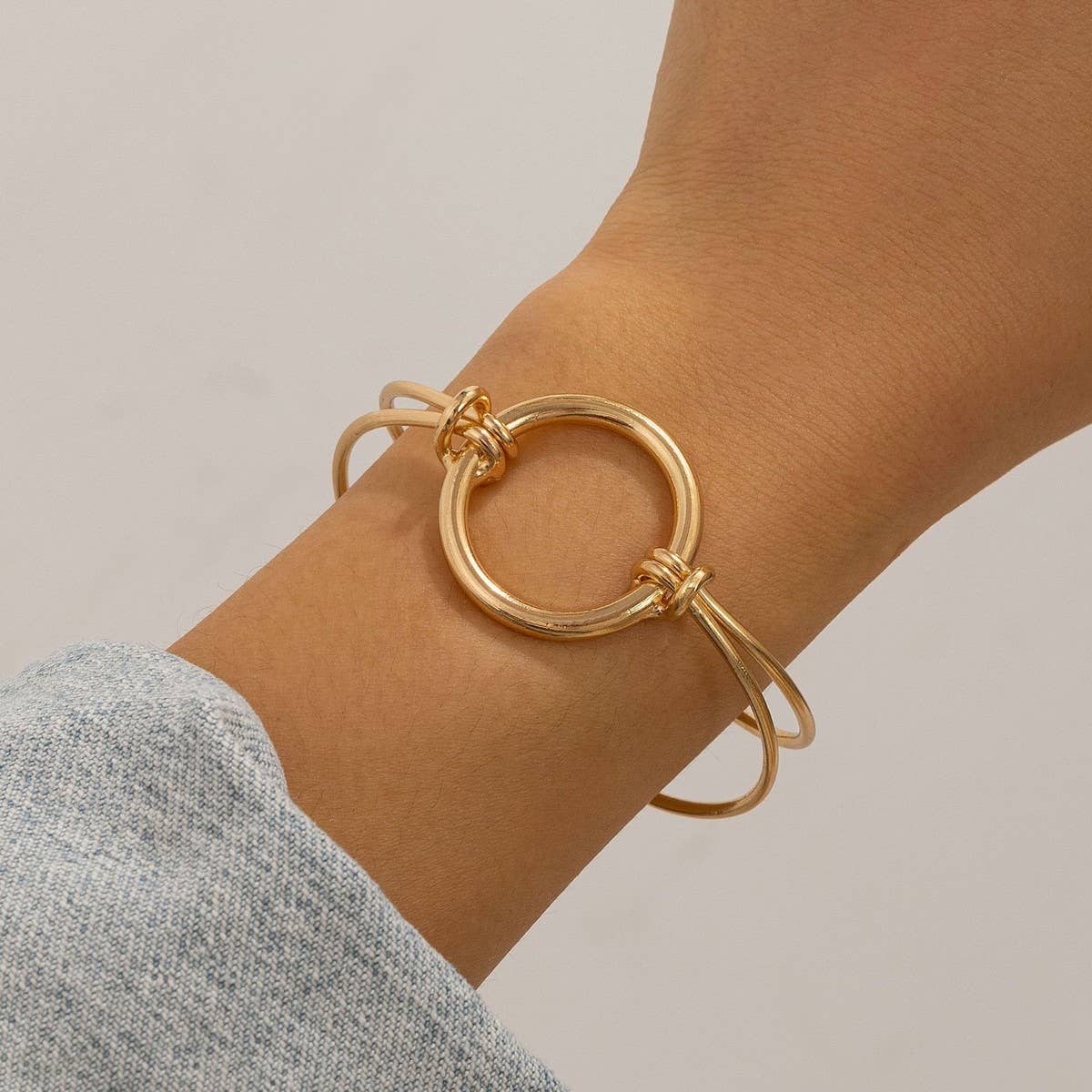SIMPLE DOUBLE-LAYER HOLLOW KNOTTED OPEN BRACELET_CWMM3101: TYPE9 / (OS) 1
