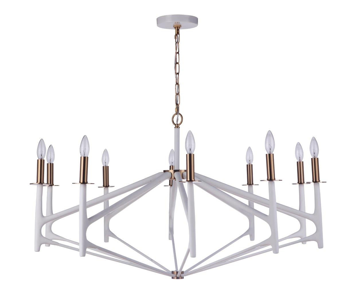 Craftmade - 55510-MWWSB - Ten Light Chandelier - The Reserve - Matte White/Satin Brass