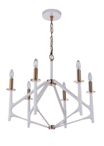 Craftmade - 55526-MWWSB - Six Light Chandelier - The Reserve - Matte White/Satin Brass