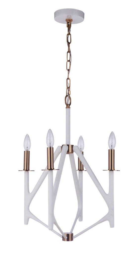 Craftmade - 55534-MWWSB - Four Light Foyer Pendant - The Reserve - Matte White/Satin Brass