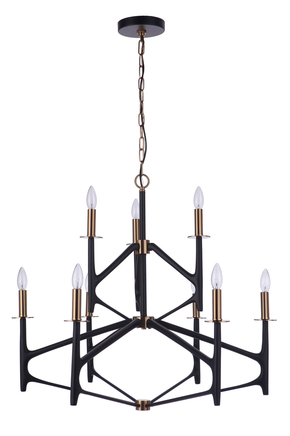 Craftmade - 55529-FBSB - Nine Light Chandelier - The Reserve - Flat Black/Satin Brass