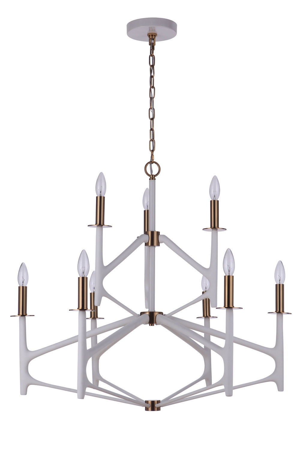 Craftmade - 55529-MWWSB - Nine Light Chandelier - The Reserve - Matte White/Satin Brass