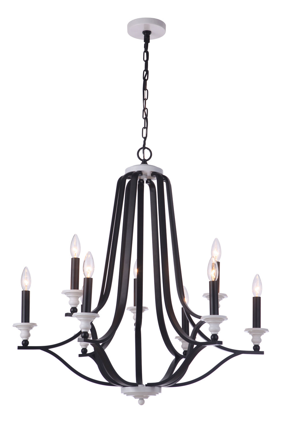 Craftmade - 57629-FBMWW - Nine Light Chandelier - Esme - Flat Black/Matte White