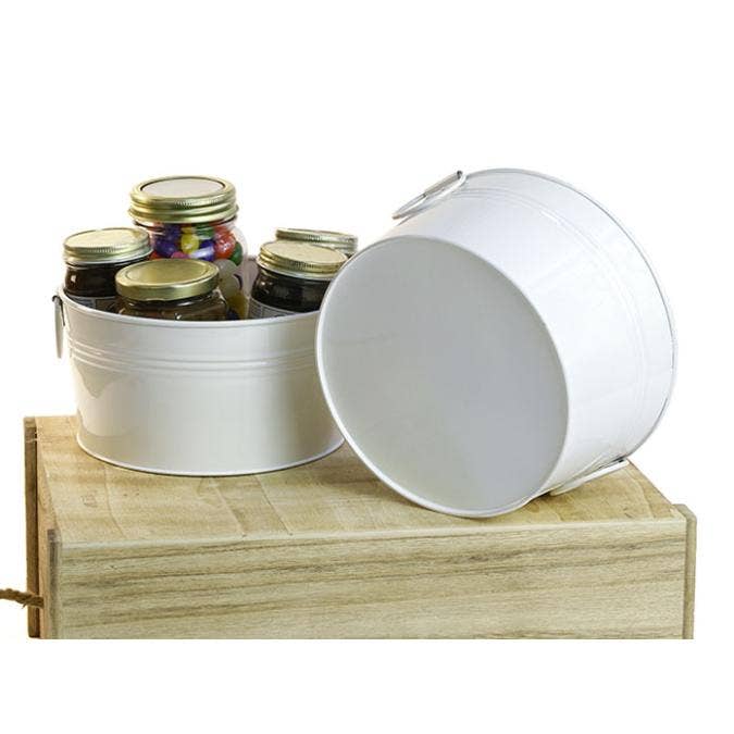 8 inch Round Tin Tub in multiple finishes: White