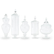 Clear Glass Apothecary Jars w/Lids Assorted Sizes & Shapes