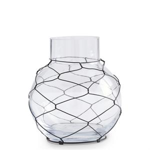 Glass Jar w/Black Chicken Wire
