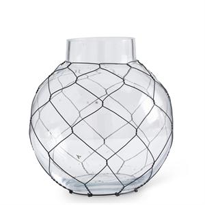 Glass Jar w/Black Chicken Wire