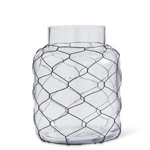 Glass Jar w/Black Chicken Wire