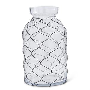 Glass Jar w/Black Chicken Wire