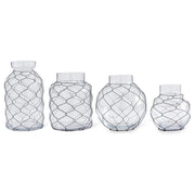 Glass Jar w/Black Chicken Wire