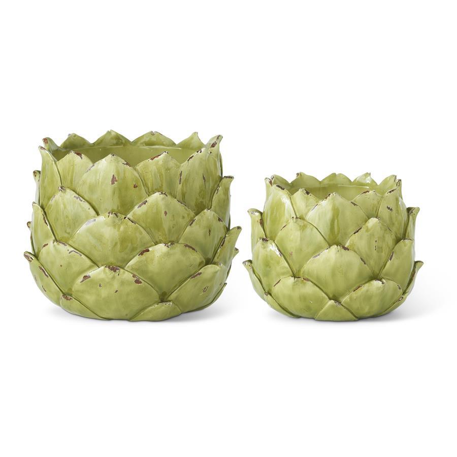 Green Resin Artichoke Planter - 2 Sizes