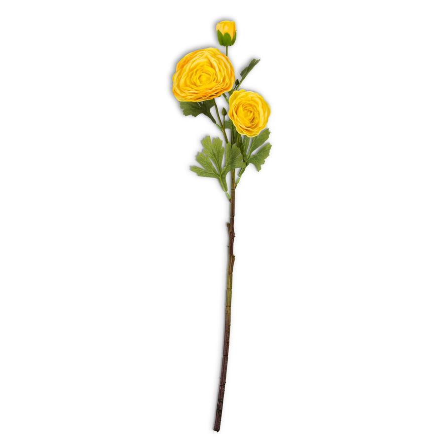 25 Inch Yellow Real Touch Triple Bloom Ranunculus Stem