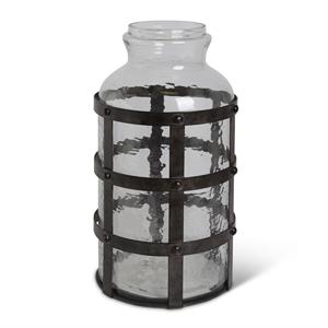 Textured Glass Jars in Metal Cage