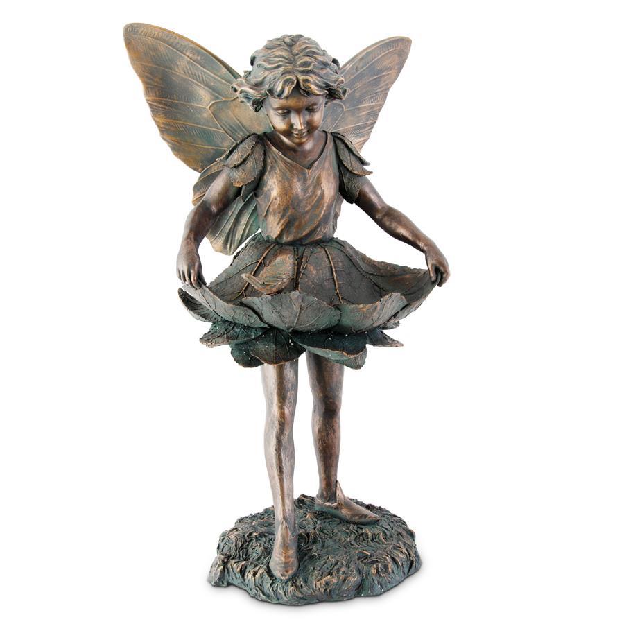 30.5 Inch Patina Green & Copper Resin Fairy Bird Bath