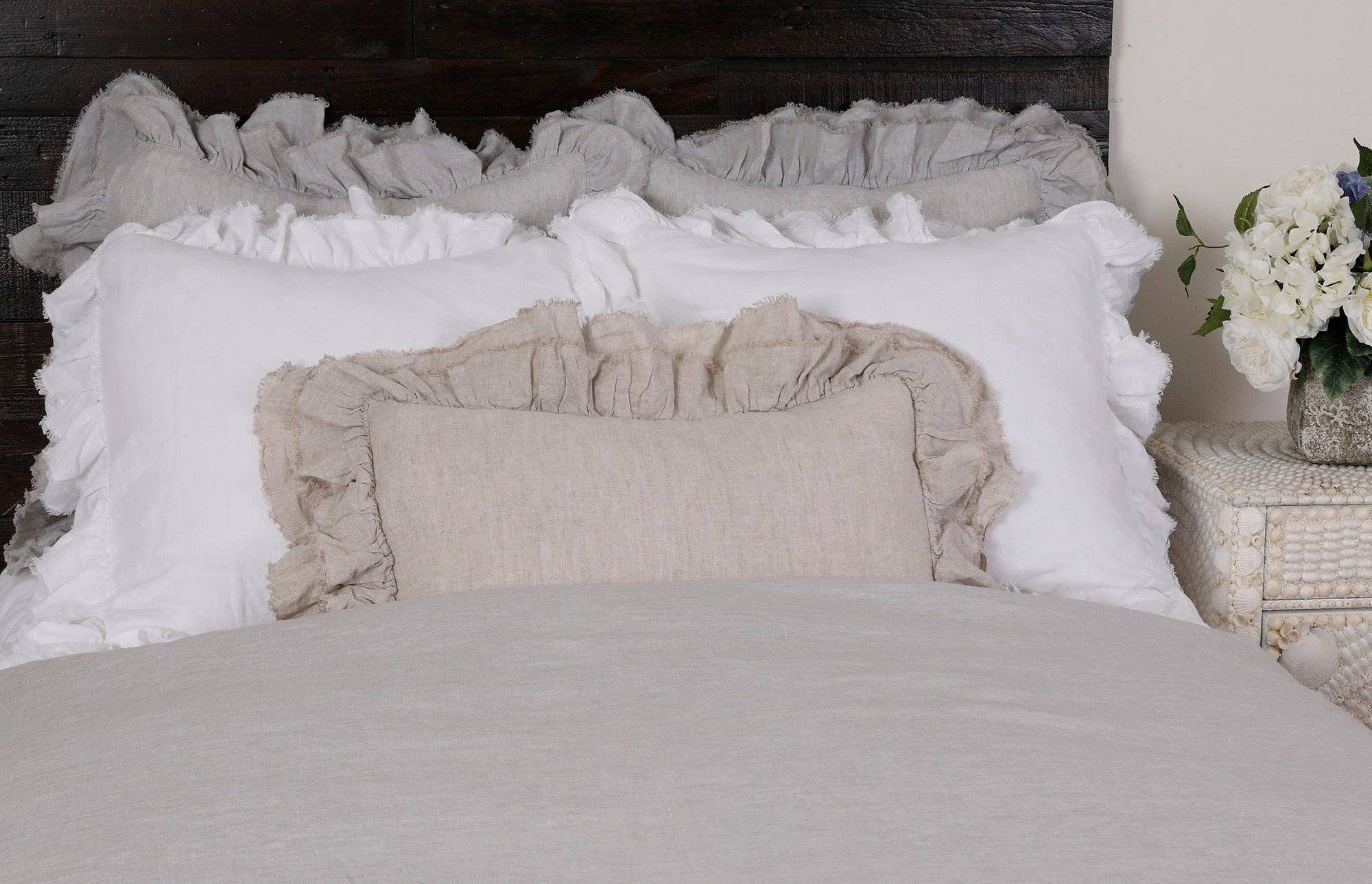 Tara High-Quality Fine Linen Pillow Sham: Greige / King 20"x36"