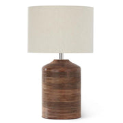 27 Inch Grooved Dark Mango Barrel Lamp w/Shade