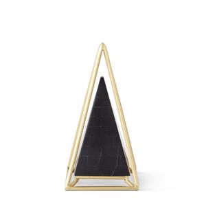 Gold Metal Framed Black Tiled Pyramid Sculptures ~ 2 Sizes