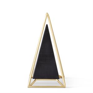 Gold Metal Framed Black Tiled Pyramid Sculptures ~ 2 Sizes
