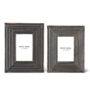 Groove Carved Black Wood Photo Frame - S