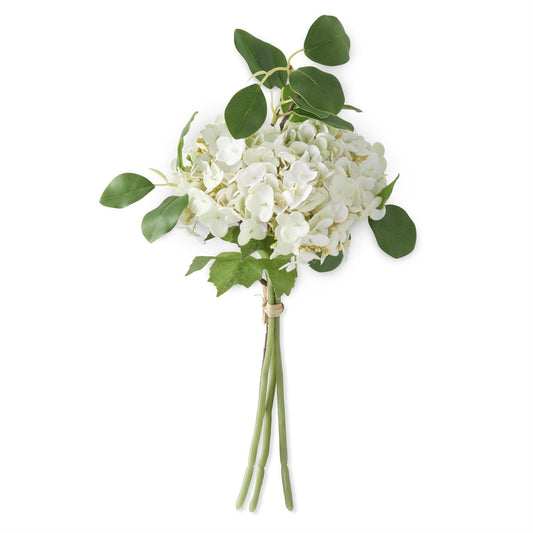 12 Inch White Real Touch Hydrangea Bundle (4 Stem)
