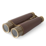 8.25 Inch Brass & Brown Vegan Leather Binoculars