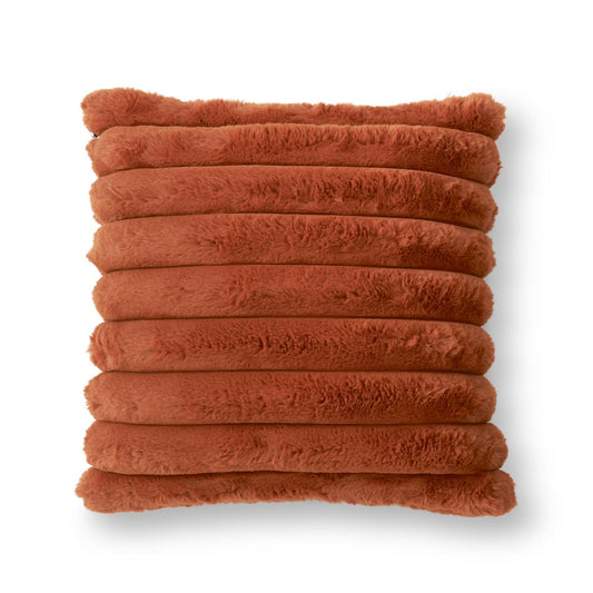 24 Inch Rust Orange Vegan Fur Pillow