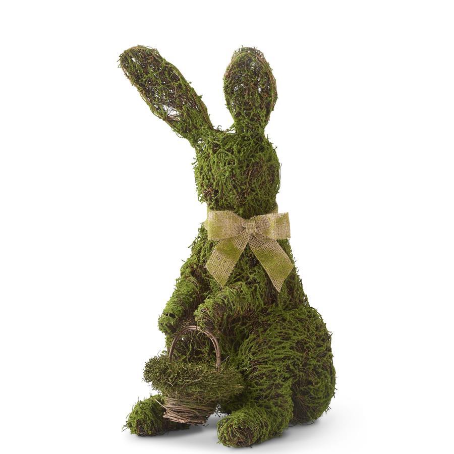 30 Inch Mossy Twig Bunny w/Basket and Burlap Bow