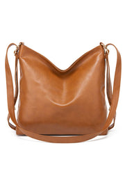 RETRO PU HANDBAG LEATHER BACKPACK FOR WOMEN_CWAB0563: BROWN / (OS) 1