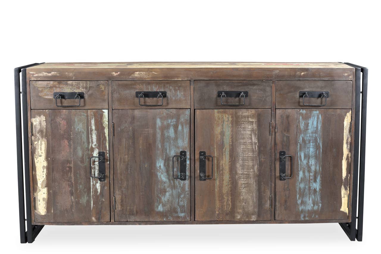 Timbergirl Old Reclaimed Wood 4 Door 4 Drawer Sideboard