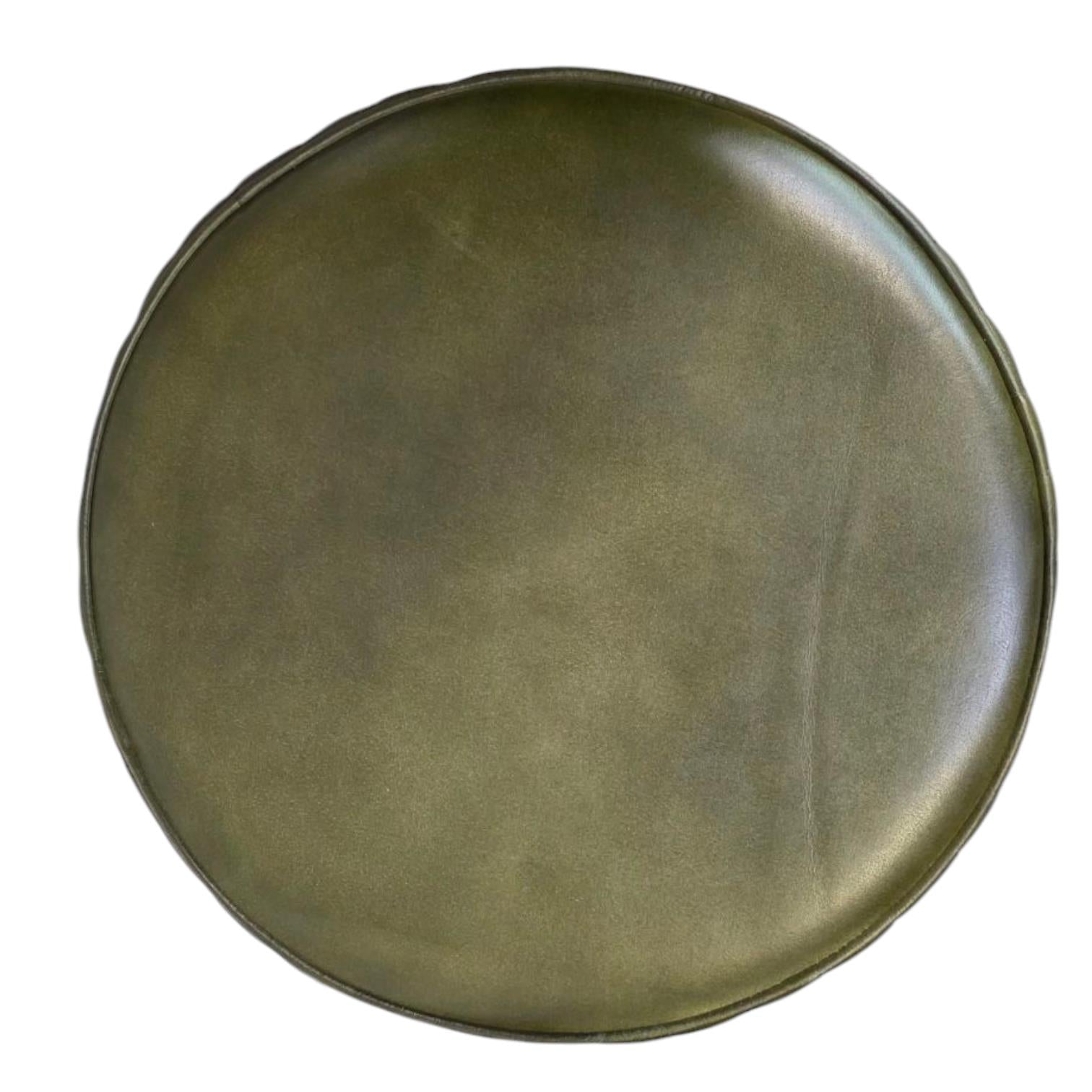 Mushroom Counter Stool - Green Leather/Iron