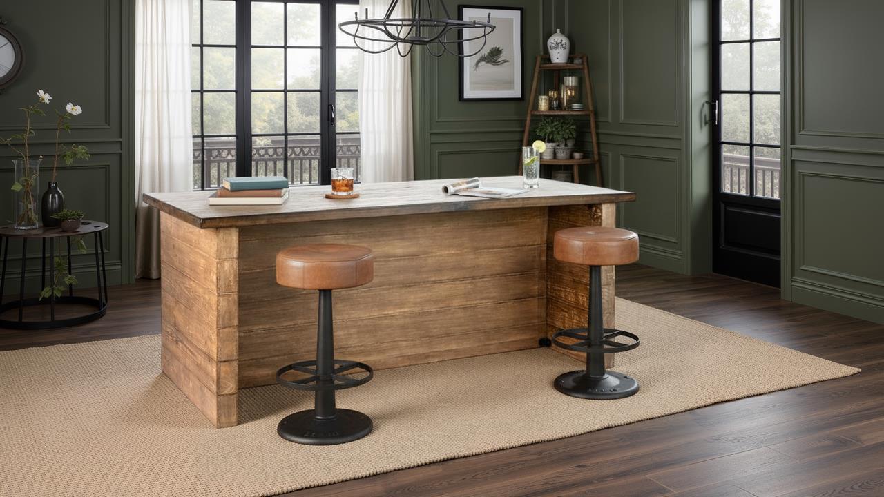 Gavin Counter Stool Brown Leather/Iron